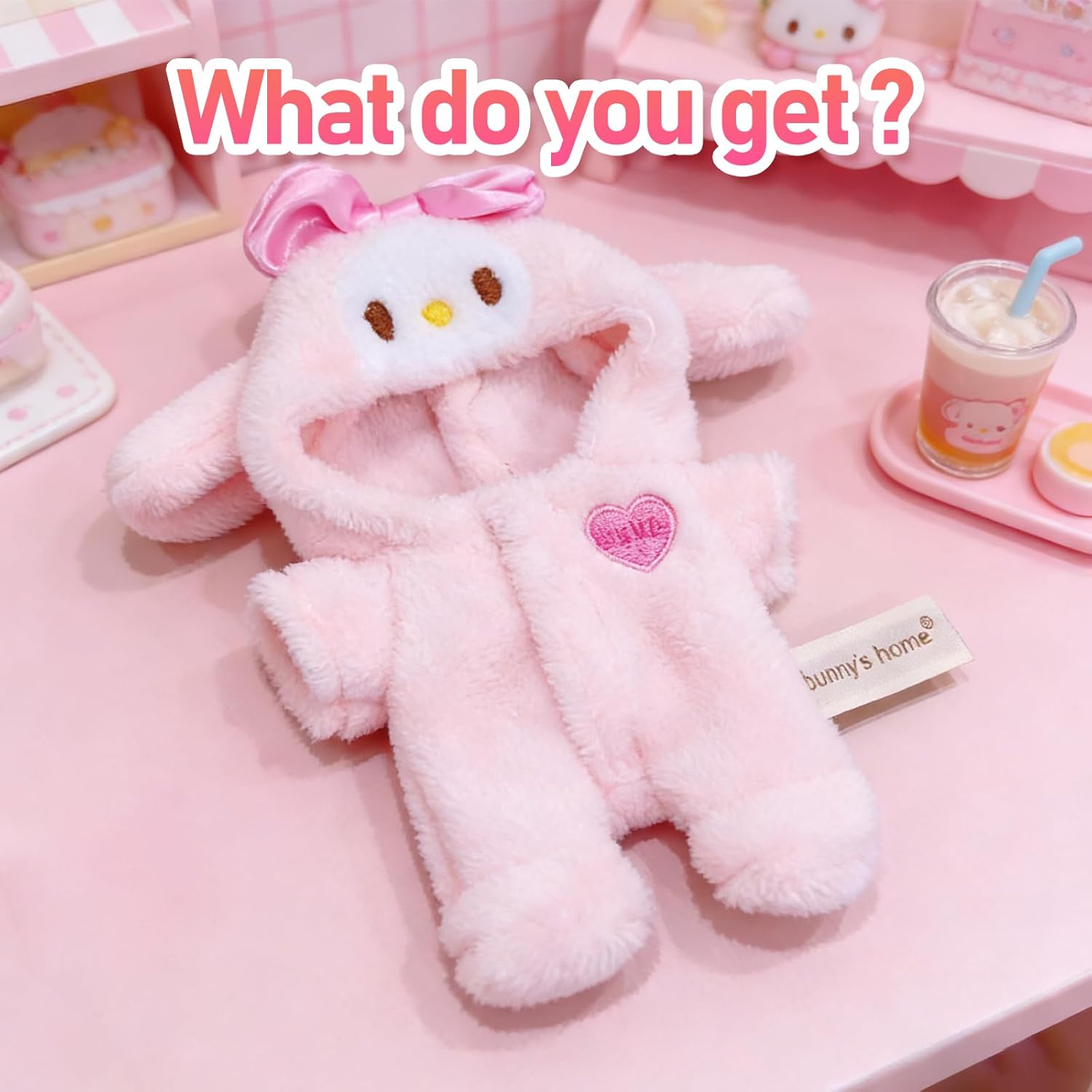 Clothes for 17cm Dolls(NO Doll) Outfits with Accessories Suit for Girl, Cute Stylish One Piece Plush Pants with Love Set (Pink)