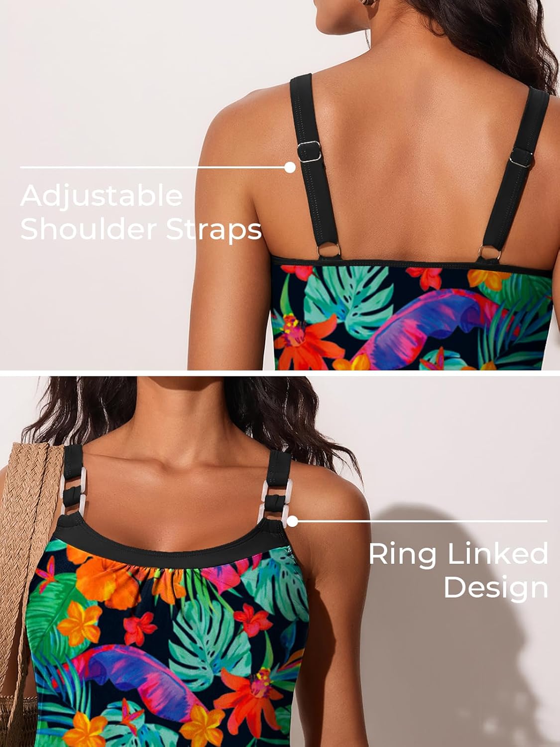 Summer Mae Women's Tankini Swimsuits 2 Piece Tummy Control Bathing Suit with Pocket Shorts Ring Linked 2025 Swimwear - Image 5