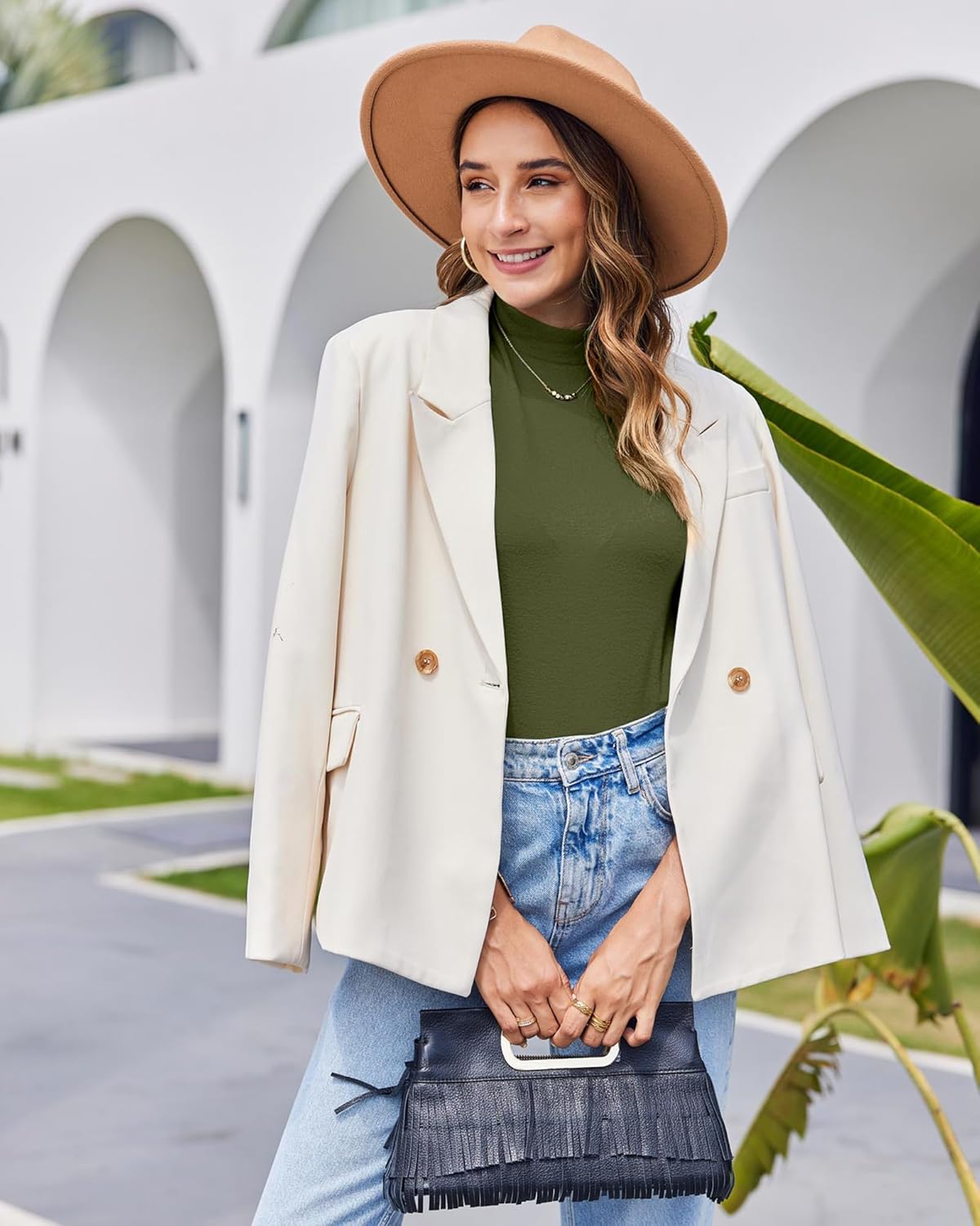 LaLaLa Womens Half Sleeve Mock Turtleneck Tunic Tops Dressy Casual Spring T Shirts Slim Fit Basic Tops - Image 3