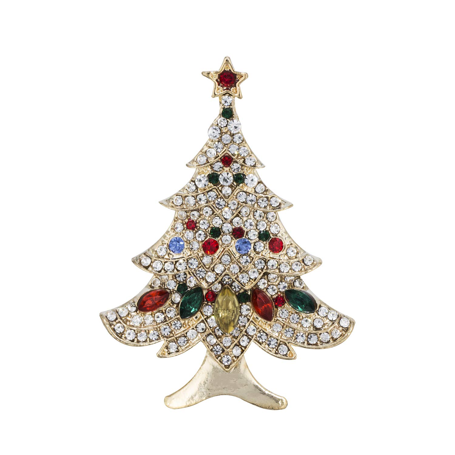 YOQUCOL Christmas Tree Brooch Pin For Women - Sparkling Crystal & Cubic Zirconia Holiday Jewelry Gift - View #13