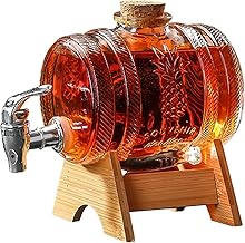 Glass Beverage Barrel Dispenser | Whiskey Decanter | Cold Water Mason Jar | Wine Decanter | Drink Dispenser | Glass Pitcher with tap | Water Pitcher Detox | 5 Liter Dispenser