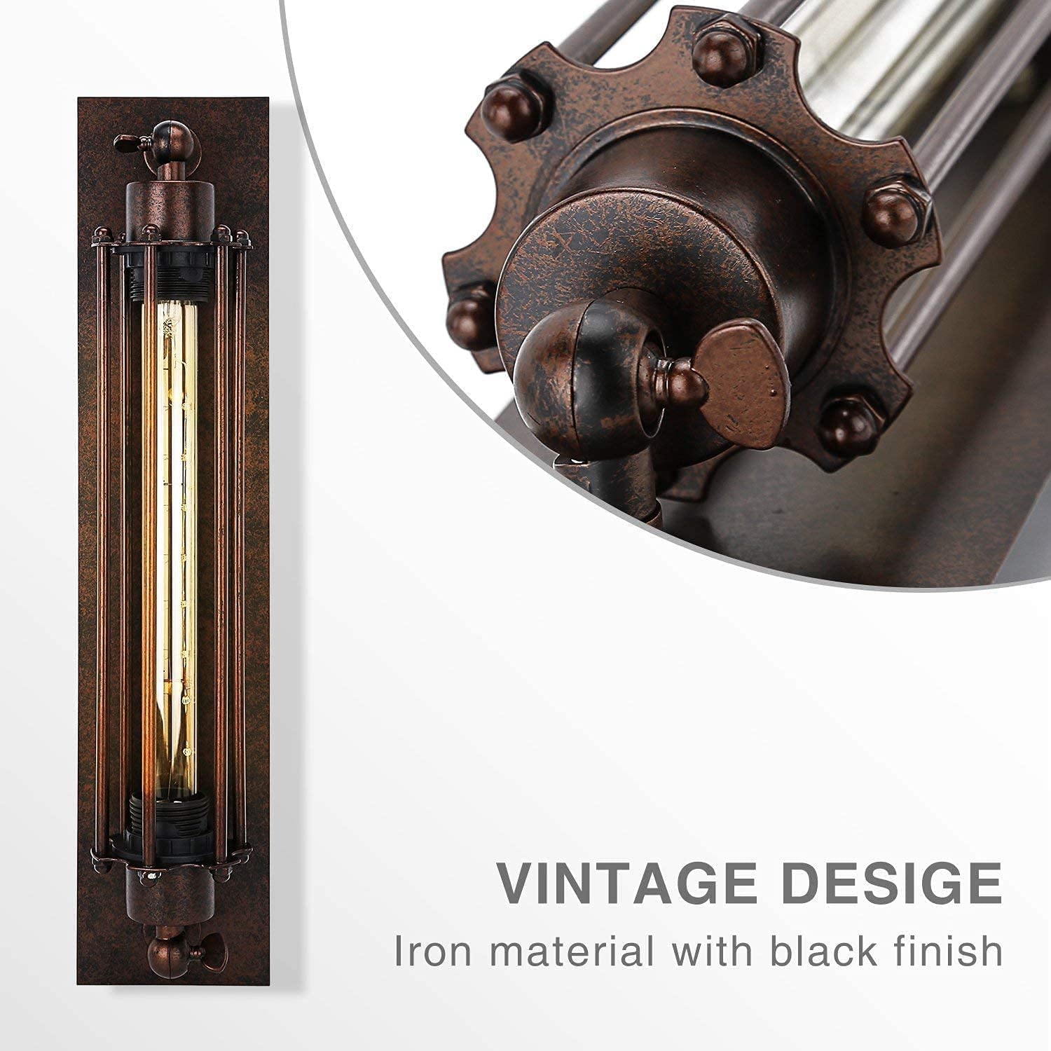FRIDEKO HOME 3x Modern Industrial Metall Rohr Wandlampe Vintage,45CM Höhe Wandleuchte Retro Steampunk Design Querflöte Stil Lampe Deko für Bar Esszimmer Schlafzimmer Wohnzimmer Flur