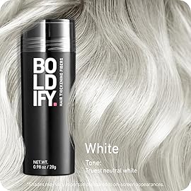 BOLDIFY Hair Fibers (28g) - Fill In Thinning and Fine Hair for an Instantly Fuller, Thicker Look - 14 Shades for Women & Men - White