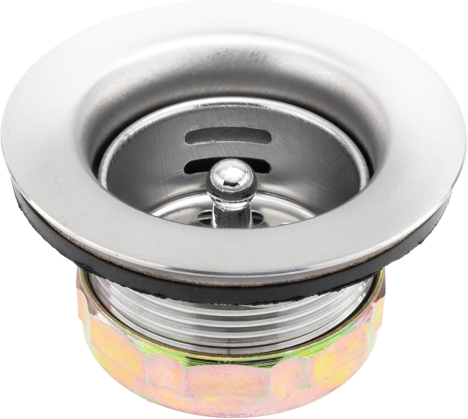 RecPro RV Brushed Nickel Sink Drain | Removable Strainer Basket | Fits 2" Drain Holes | Easy Connection