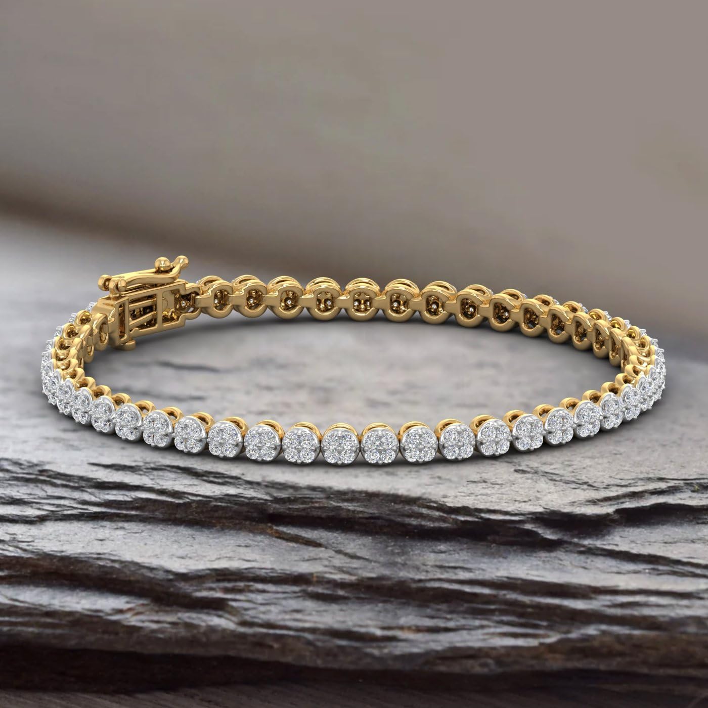 2 Carat Natural Diamond Tennis Bracelet for Women in 925 Sterling Silver or in 18K Yellow Gold over Sterling Silver (7.5 Inch)