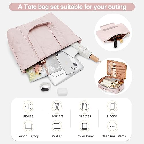 Miniatura 5 de Bolsa de mano para laptop para mujer, bolsa de trabajo acolchada de 15.6 pulgadas, compartimento para computadora portátil, bolsa de hombro, bolso