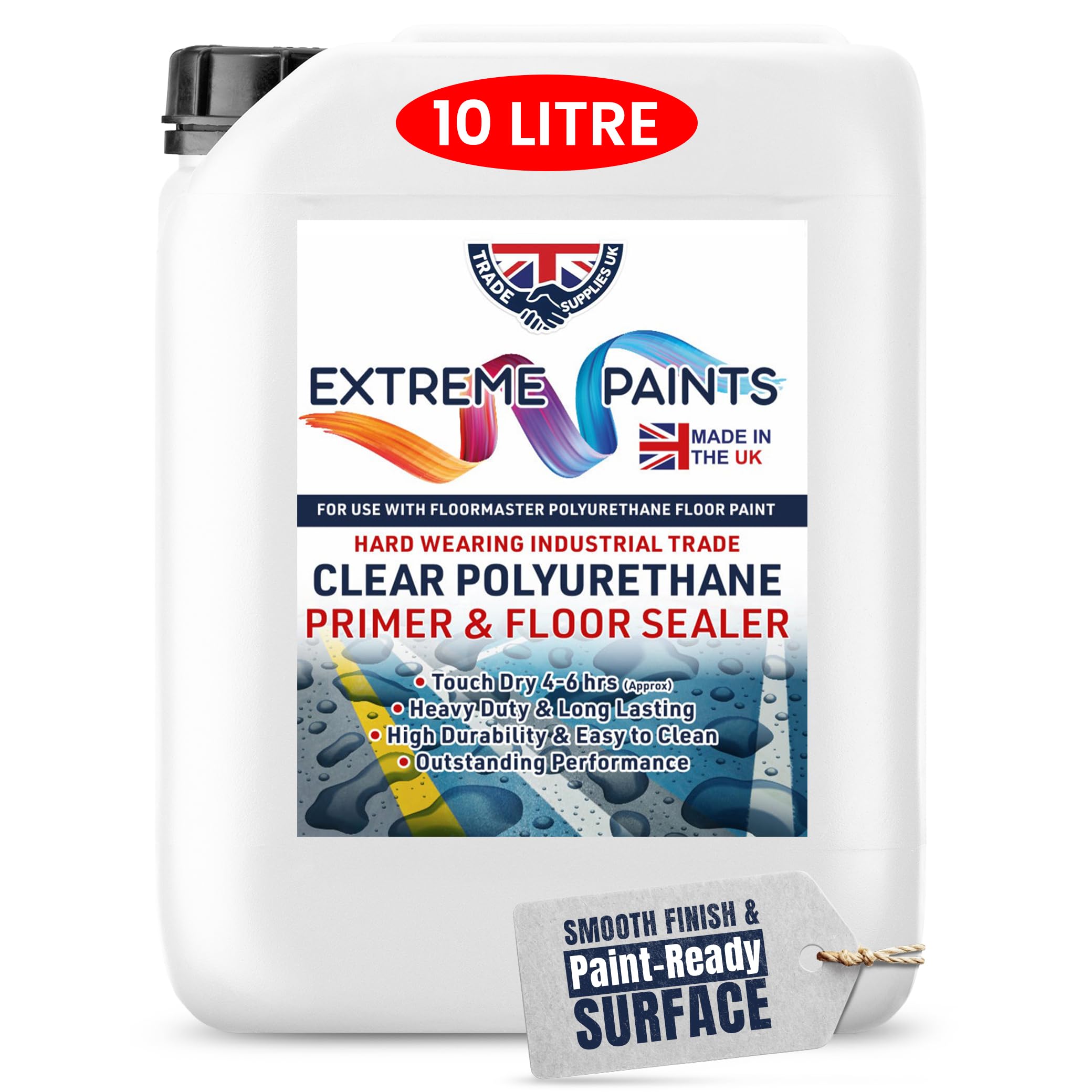 TRADE SUPPLIES UK - Extreme Clear Polyurethane Concrete Primer & Sealer - All In One - Clear, Hard-Wearing, Durable, Stops Concrete Dust, Bonds Paint, Easy Application -10L