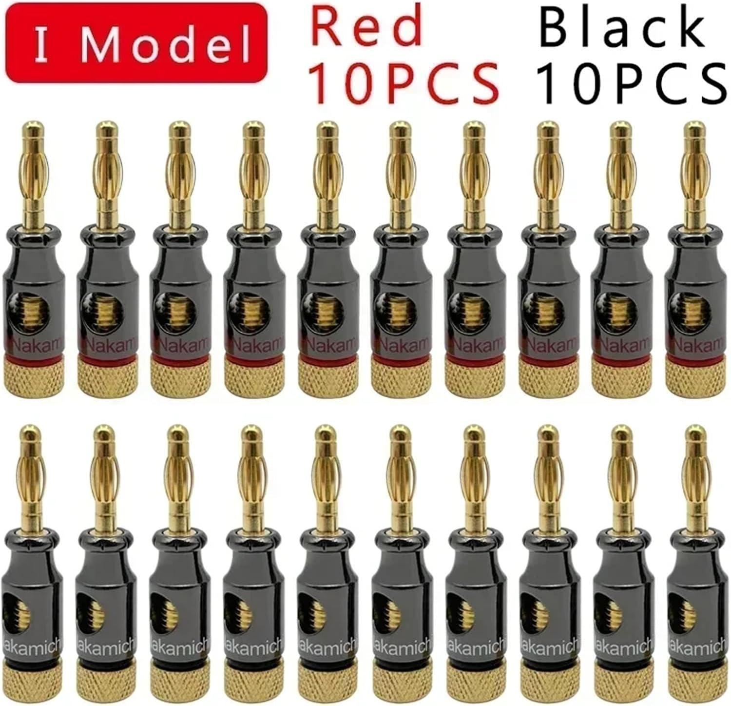 10/20Pcs Banana Connector Musical Sound 4MM Banana Plugs with Gold-Plated Jacks for Audio and Video Speakers(Ix20)