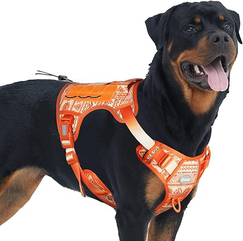 Miniatura 18 de Auroth Arnés Táctico para Perros Grandes Sin Tirones Arnés para Mascotas Ajustable Reflectante K9 Entrenamiento de Trabajo Control Fácil Chaleco