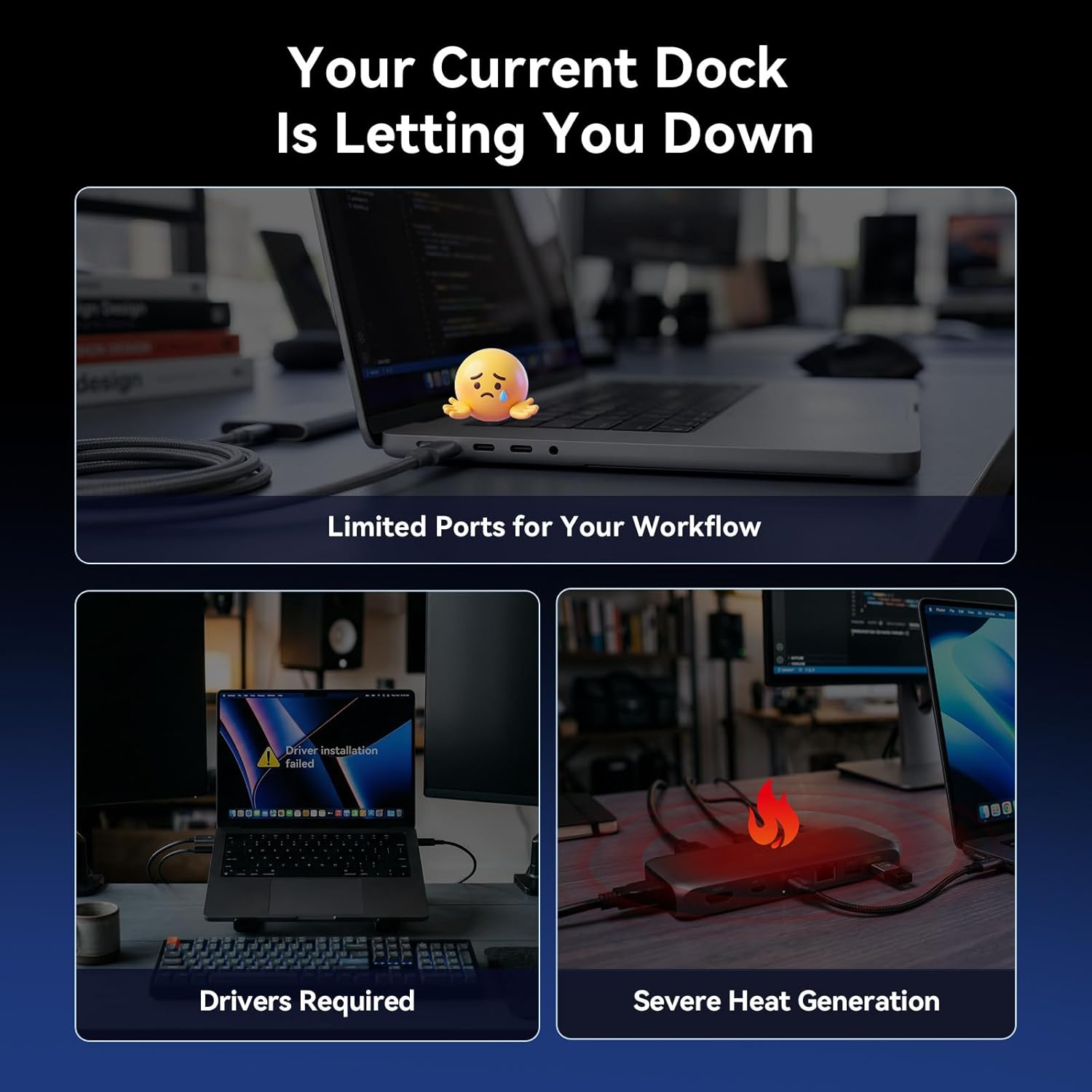 TobenONE 16-in-2 MacBook Docking Station Dual 4K@60Hz, USB C Dock with 2 HDMI/7 USB/Ethernet, for Business Users Home & Office Dual Monitor Setup
