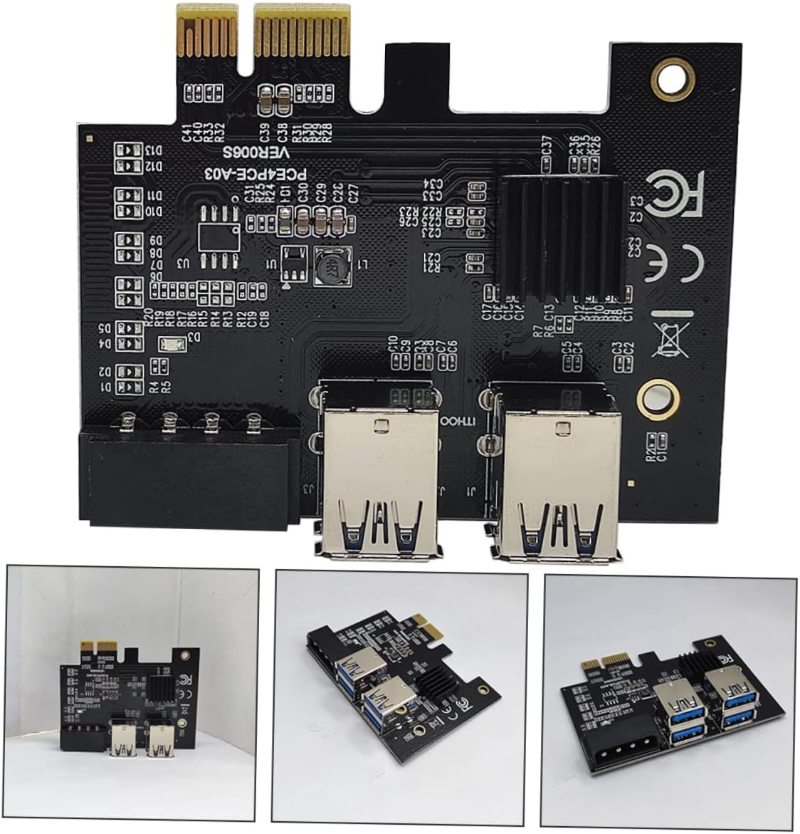 Artibetter Pci Riser Card Dual to Pci Slot Expansion Adapter USB for Mining Rigs Performance Easy Installation High Efficiency Computer Accessory