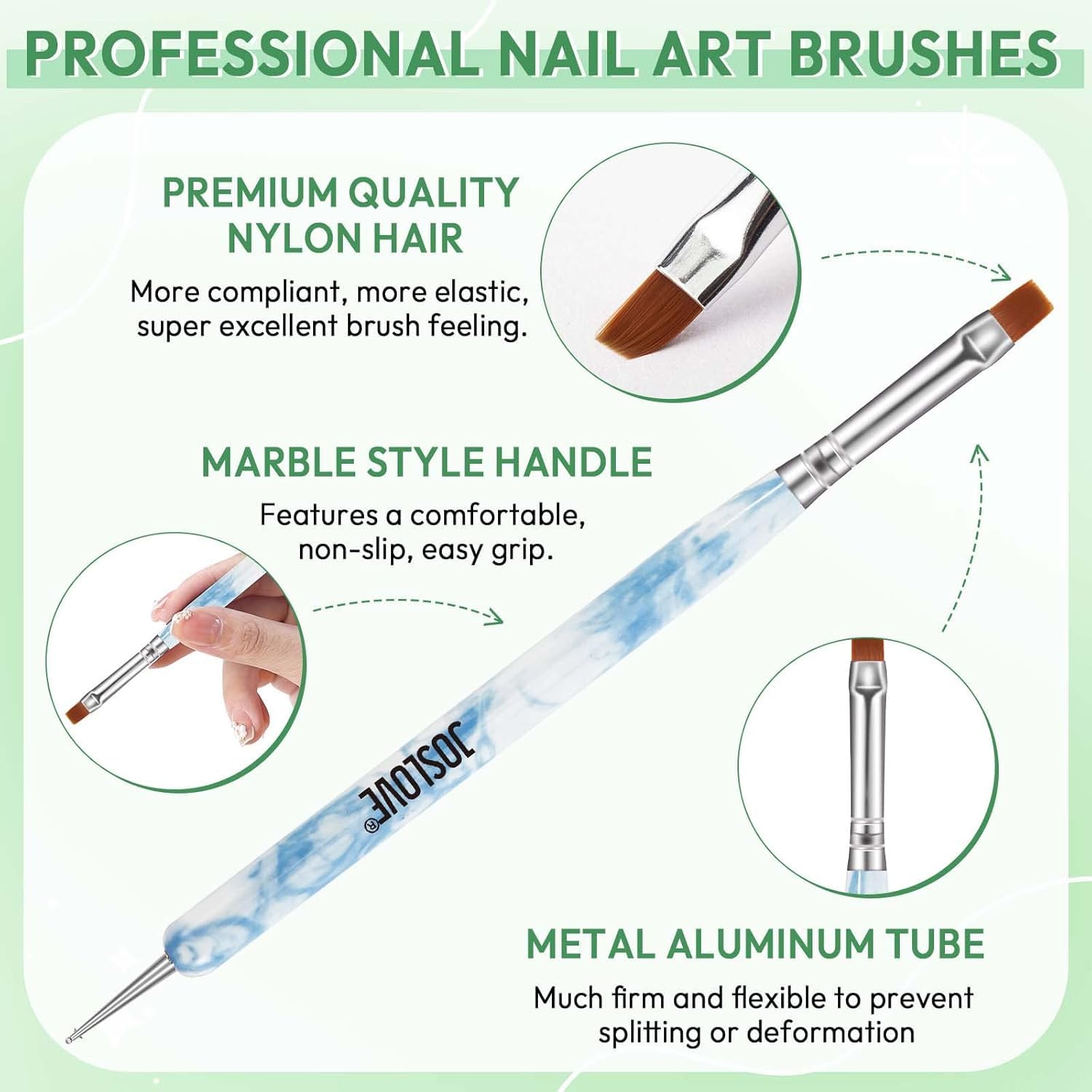 HiLemon Nail Brushes Set, 6PCS Nail Art Brushes for Nail Design Brush Painting Gel Nail Brush for Nail Extension Liner Dotting Tools