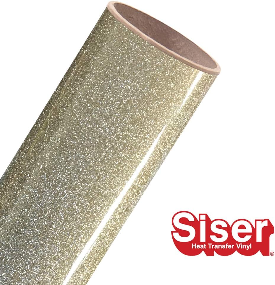 Siser Glitter HTV 11.8"x5yd Roll - Iron on Heat Transfer Vinyl (Champagne)