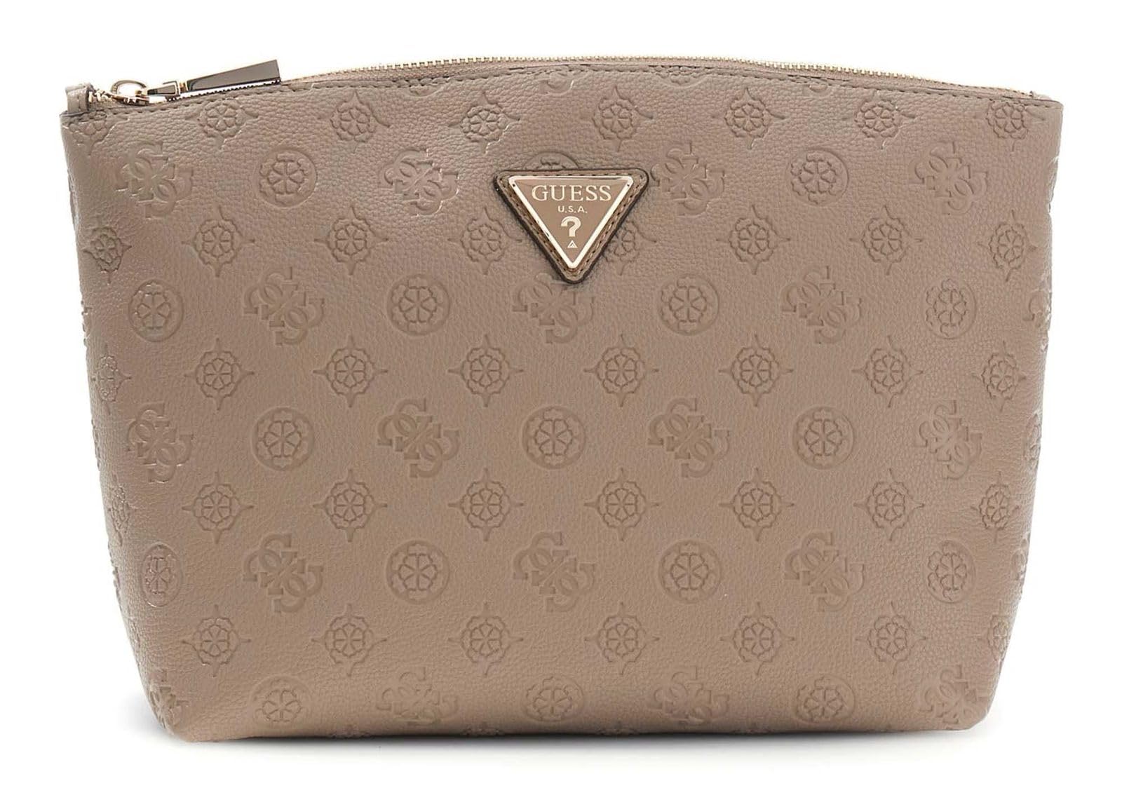GUESS Kosmetiktasche Wilder Top Zip Cosmetic Bag Taupe Logo beige
