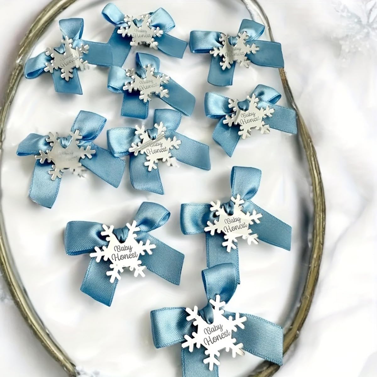 Custom Snow Mirrored Acrylic Tags Baby Shower Favors Personalized Acrylic Mirrored Christening Thank You Gift Tags (100Pcs)
