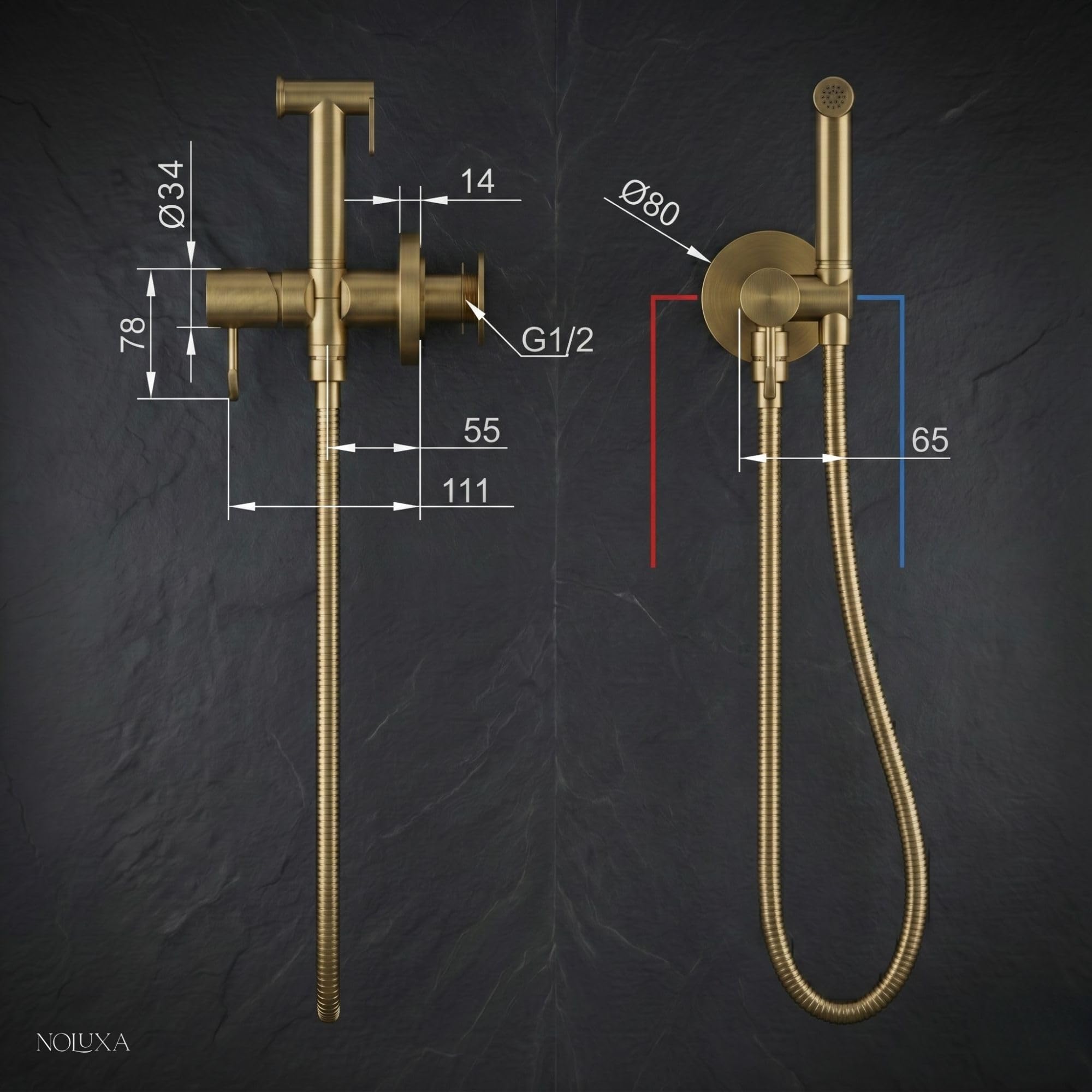 IMEX - Ducha Bidet Agua Fría y Caliente Color Oro Rosa Cepillado | Grifo Bidet Empotrado para WC | Ducha Higiénica Monomando para Inodoro | Grifería Sustituto de Bidé | Serie Bless