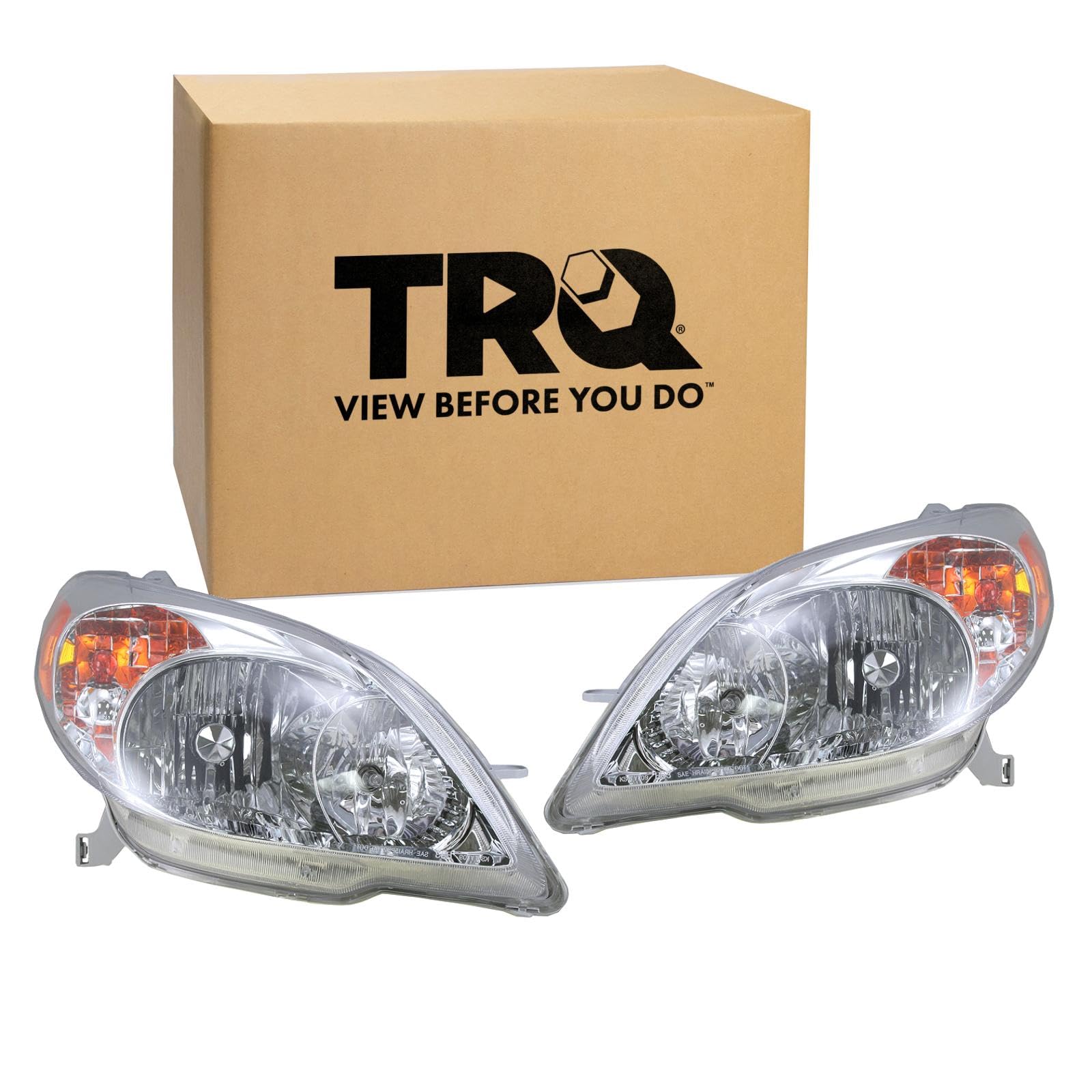TRQ 2 Piece Headlight Assembly Set Driver &amp; Passenger Side Compatible with 2003-2008 Toyota Matrix TO2502140 TO2503140