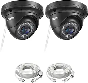 ZOSI 2 Pack 5MP 3K Add-on Security Dome POE Camera with Cable, 2880 x 1620 Indoor Outdoor IP Camera, 80ft Night Vision, 3.6mm Lens, 95°View Angle, IP66 Weatherproof (Only Work with ZOSI PoE NVR) asin的图片