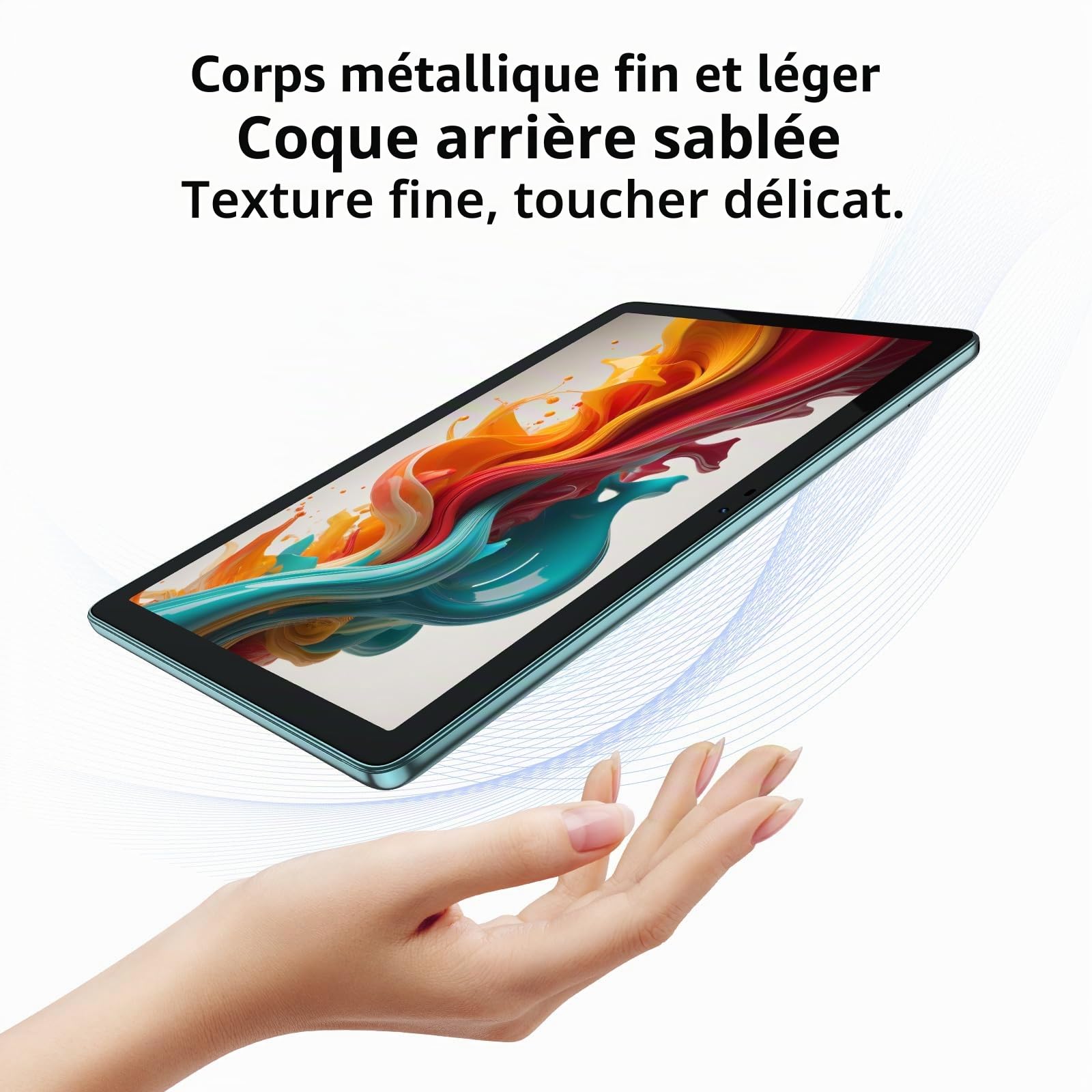 PRITOM Tablette 10 Pouces Android 13, 8GB(4+4), 128GB, Extensible 1TB, 8000 mAh, WiFi Tablet, Qcta Core Processor, WiFi 6, Tablet PC avec Clavier, Souris, Étui, Vert Bleuté