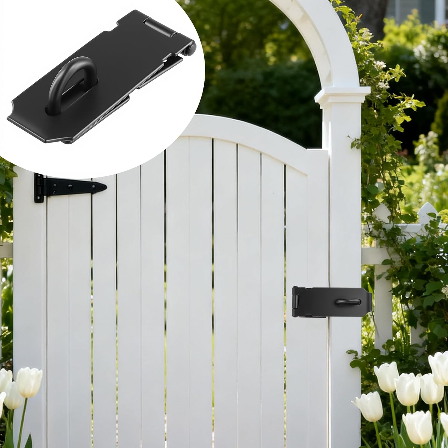 Black Door Hasp Latch, 4 Inch Hardware Lock Hasps for Drawer, Cupboard, Closet, 8 Pack