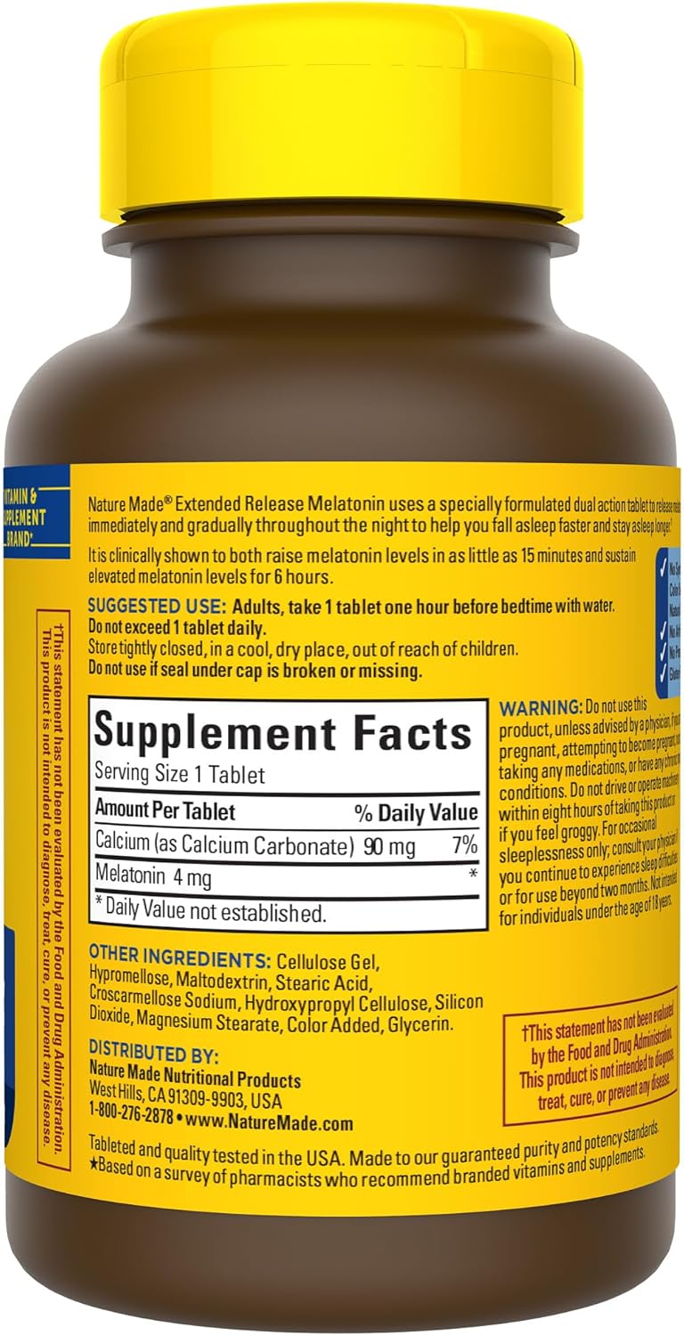 Nature Made Melatonin Supplement Facts label
