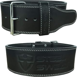 Cinturón de levantamiento de pesas para levantamiento de pesas, 4 pulgadas de ancho por 10 mm de grosor, cinturón de levantamiento de pesas ajustable de una sola punta, cuero de alta calidad, BOLT negro grande