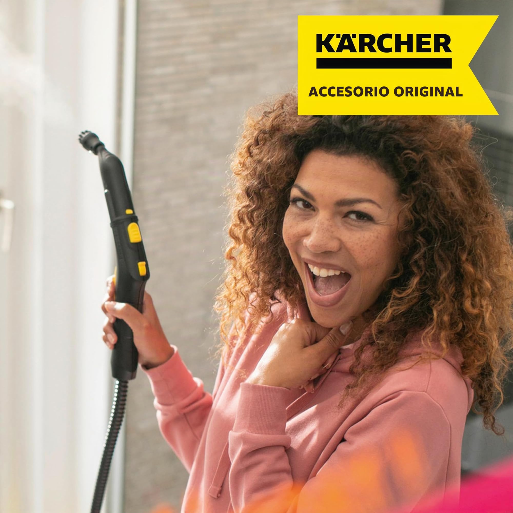 Kärcher Kit de cepillos redondos, contiene dos cepillos negros y dos amarillos, perfecto para usarlos en distintos lugares, apta para limpiadoras a vapor de Kärcher