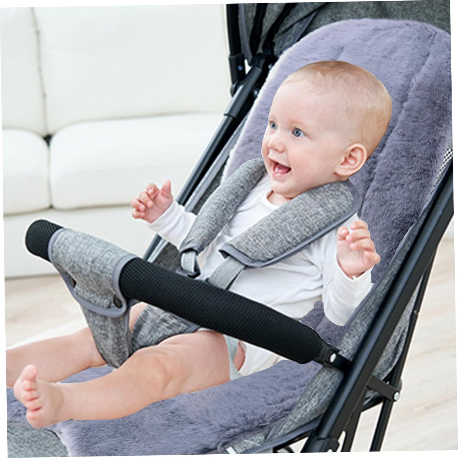 Infant Stroller Insert, 30x15inch Thicken Plush Pram Liner, Soft Warm Pushchair Seat Liners for Car Seats (Gray)