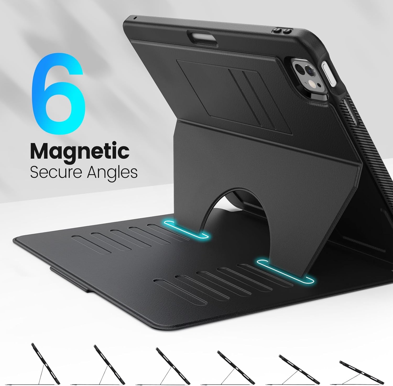 Timecity Case for iPad Pro 13 Inch 2024 (M4) 7th Genaration Case, Strong Magnetic with 6 Angle Stand, Auto Sleep/Wake, Upgrade PU Leather Cover for iPad Pro13 2024, Black