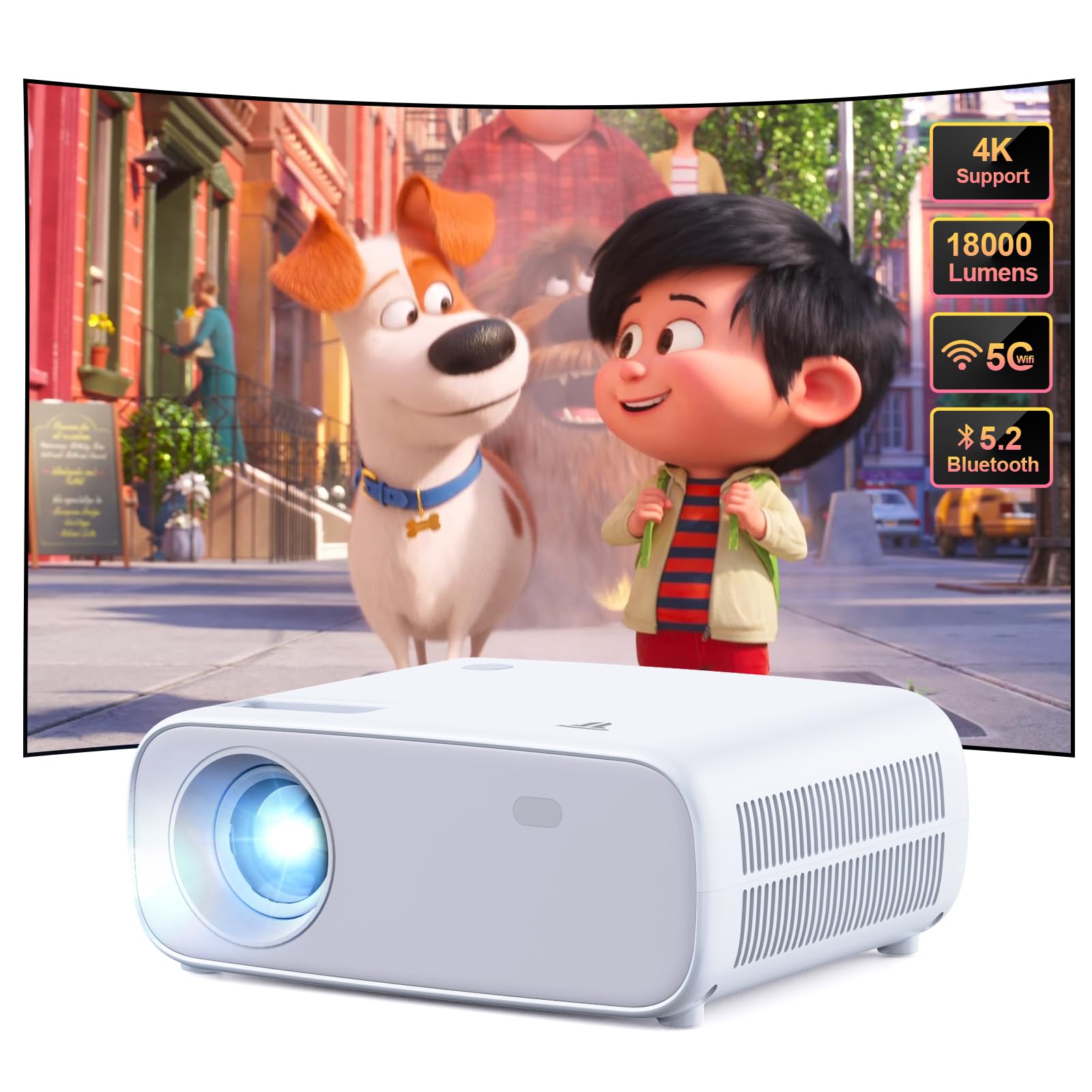 Projector with Wifi and Bluetooth, Native 1080P 15000L Mini Projector Home Theater Video Projector