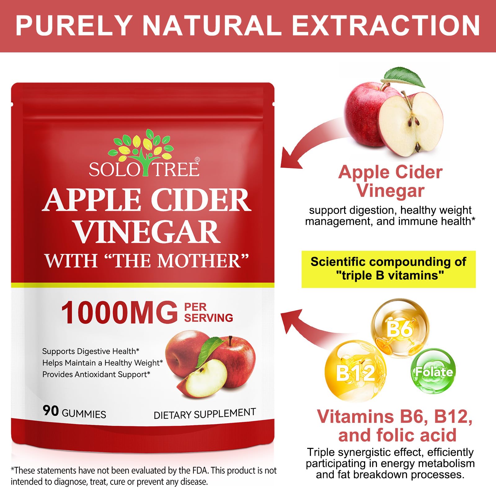 NIFEISHI Apple Cider Vinegar Gummies, 1000mg with Mother, 90 Count — Amazon image 3
