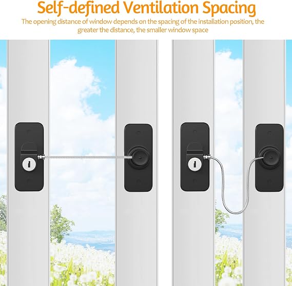 HIYAA Window Locks for UPVC Windows, 2 Packs Window Safety Locks No Drilling Window Restrictor for UPVC, Window Locks Child Safety with Key, Pet Child Locks Refrigerator Lock for Childproof