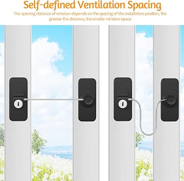 HIYAA Window Locks for UPVC Windows, 2 Packs Window Safety Locks No Drilling Window Restrictor for UPVC, Window Locks Child Safety with Key, Pet Child Locks Refrigerator Lock for Childproof