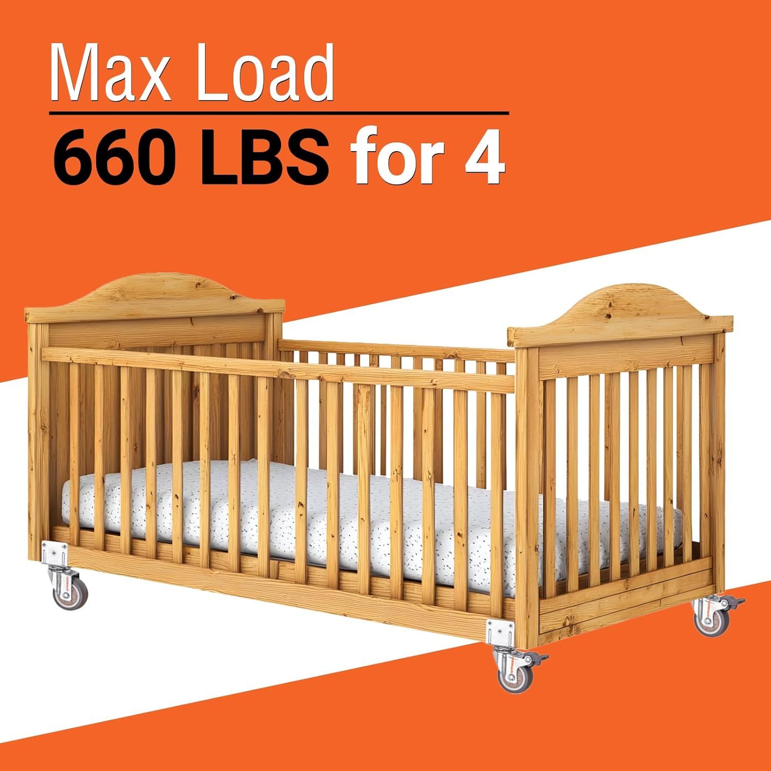 L Shape Casters 3 Inch Heavy Duty Side Mount Caster Wheels with Brake, Workbench Wheels, Furniture Wheels 4 Pack, Ball Bearing Swivel 660 LBS for Furniture, Cabinet, Table, Baby Bed