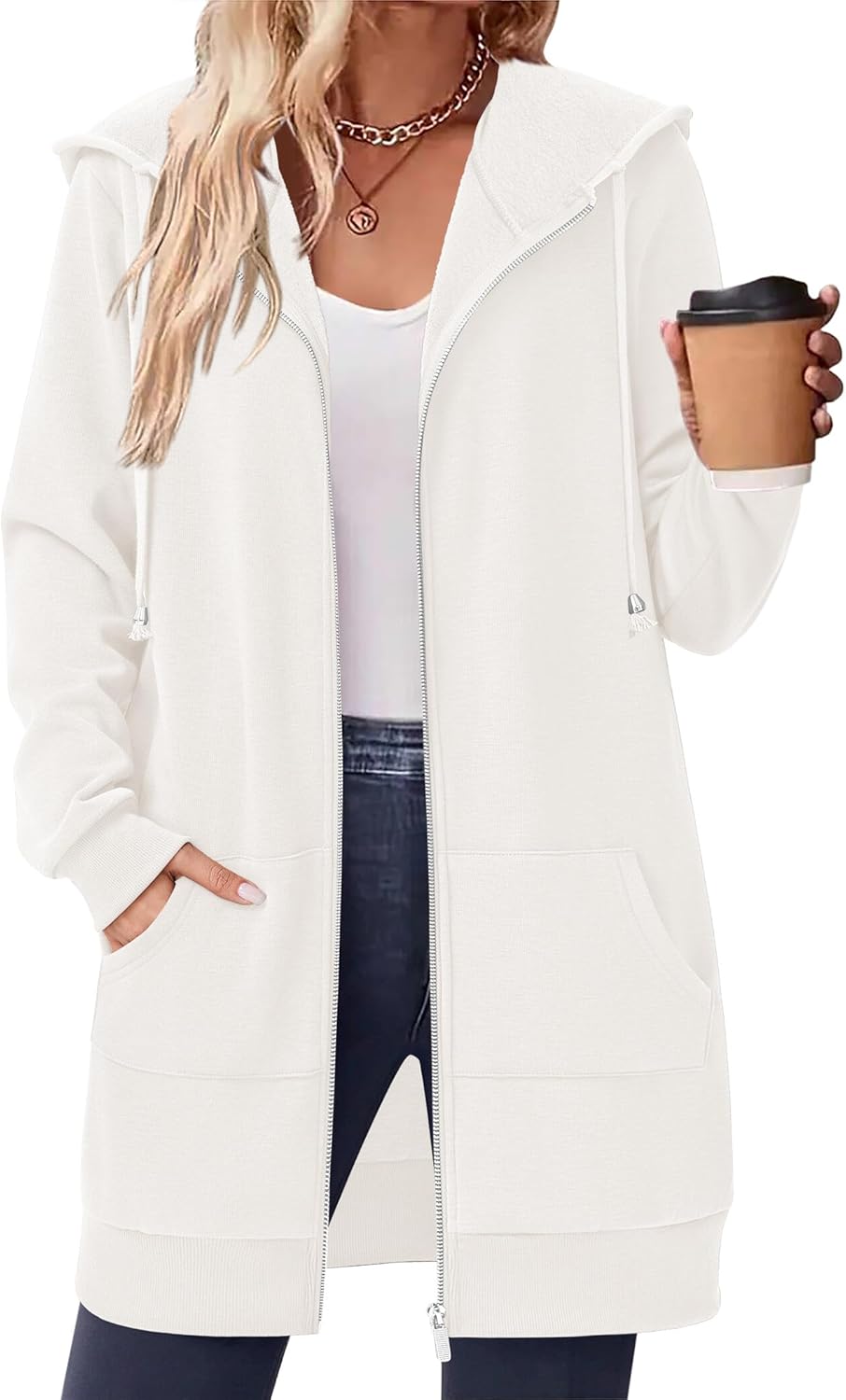 Zeagoo Women's Zip Up Hoodies Long Sleeve Fall Tunic Hooded Sweatshirt Oversized Fleece Jacket With Pockets Fall Coats 2025