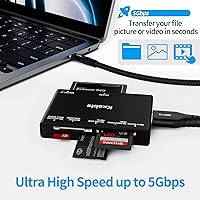 Vista 3 de Lector de tarjetas SD 7 en 1, Kxable USB 3.0 lector de tarjetas de memoria/escritor de 5 Gbps, para SD/Micro SD/MS/CF/MMC/XD/SDHC/SDXC, lector