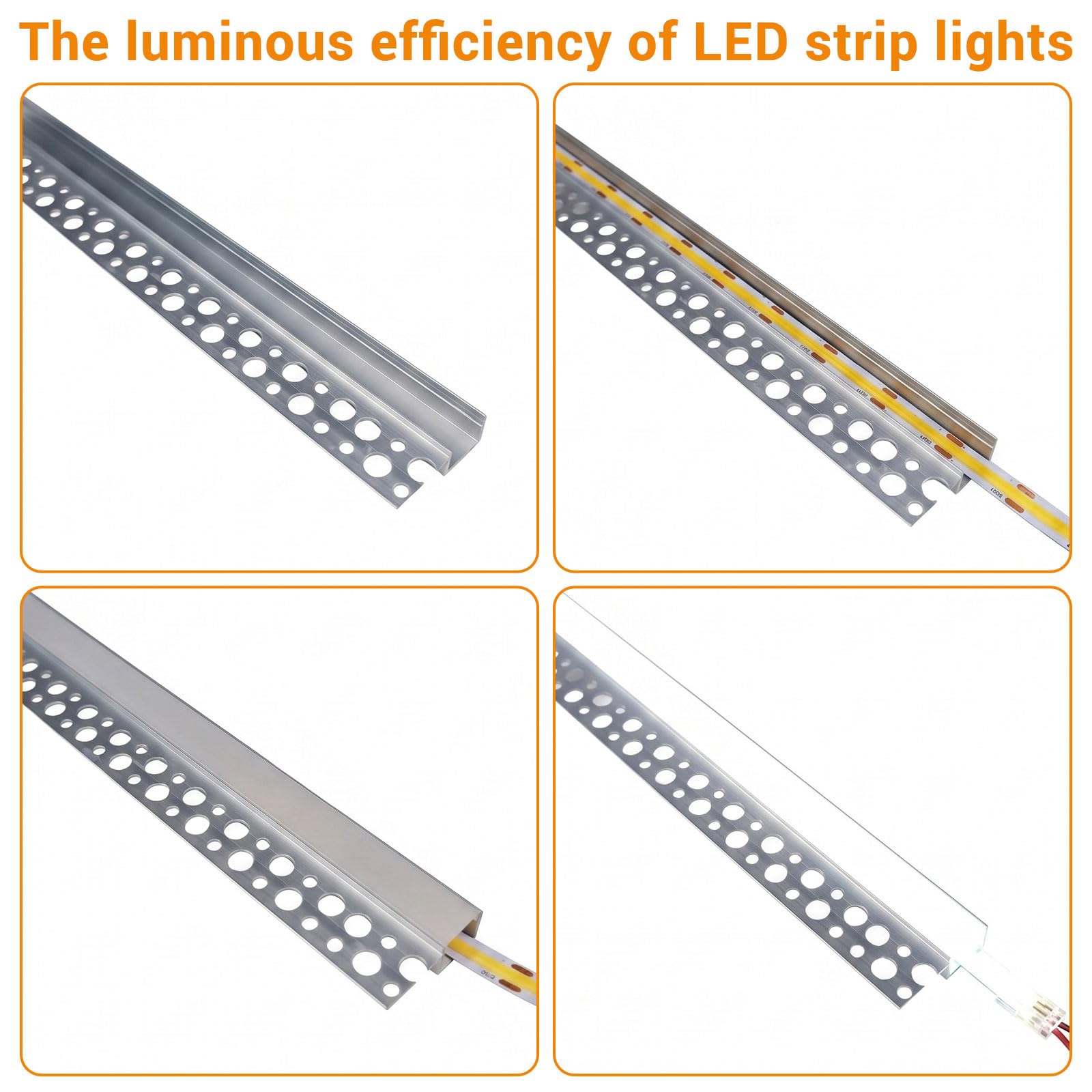 Confezione da 6 profili LED per cartongesso, 1 m, listello da incasso per cartongesso, in alluminio lavabile, per strisce LED da 12 mm, per sottostruttura, scaffale, parete, tavolo