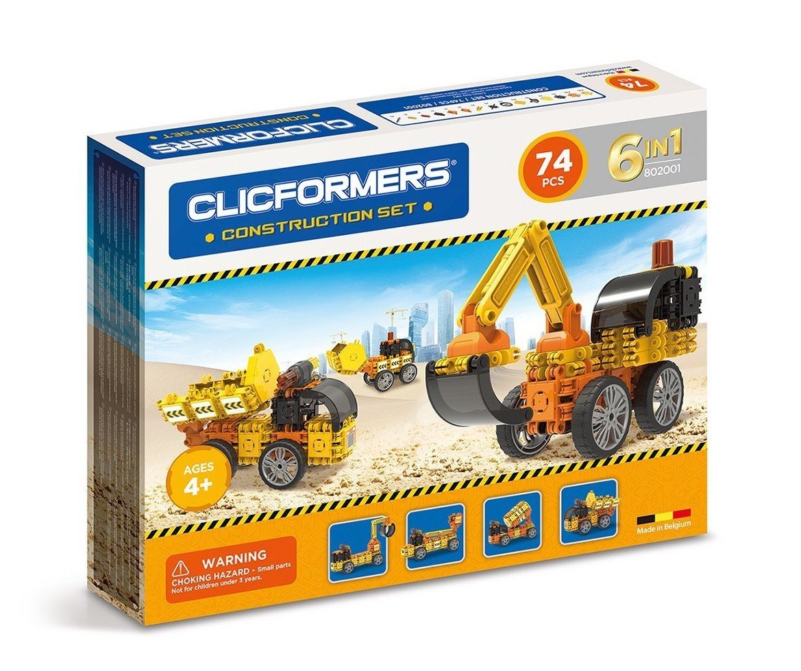 CLICFORMERS Konstruktionsspielzeug für Kinder ab 3 Jahre, kreatives Lernspiel im 73 teiligen Set, Bausteine für Jungen und Mädchen, Montessori STEM-Spielzeug mit Feuerwehrautos,