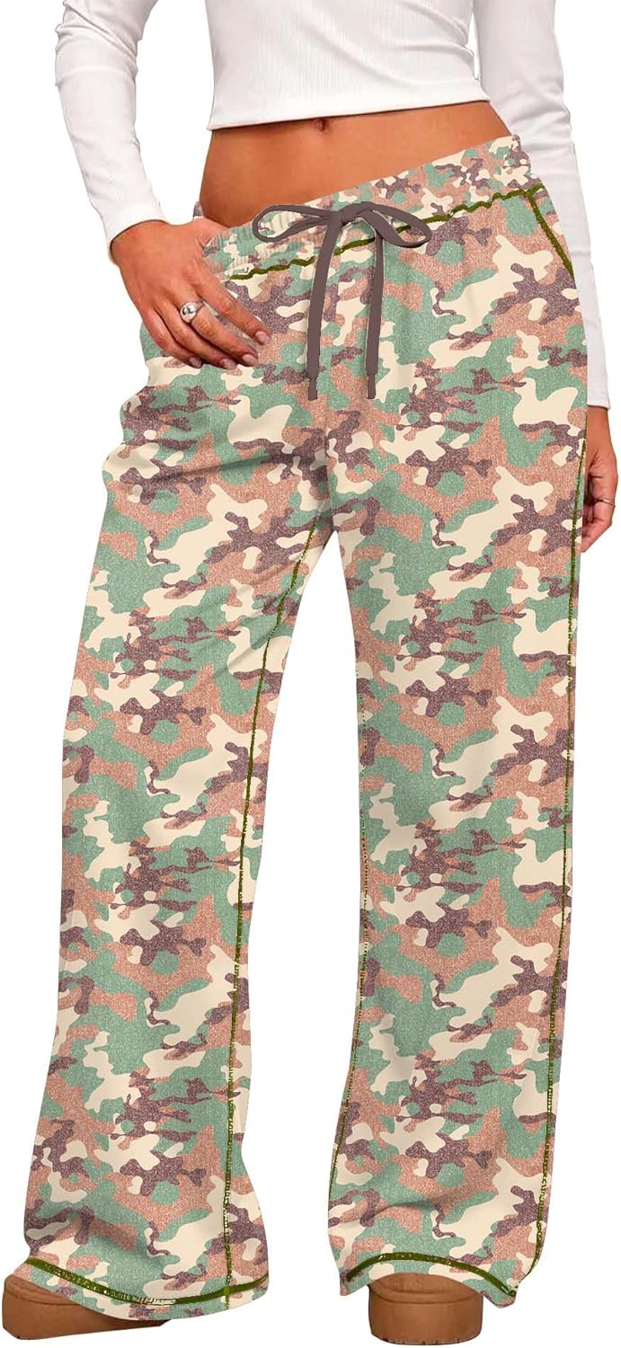 LUYAA Women Wide Leg Sweatpants Low Rise Baggy Fleece Sweatpants for Womens with Pockets