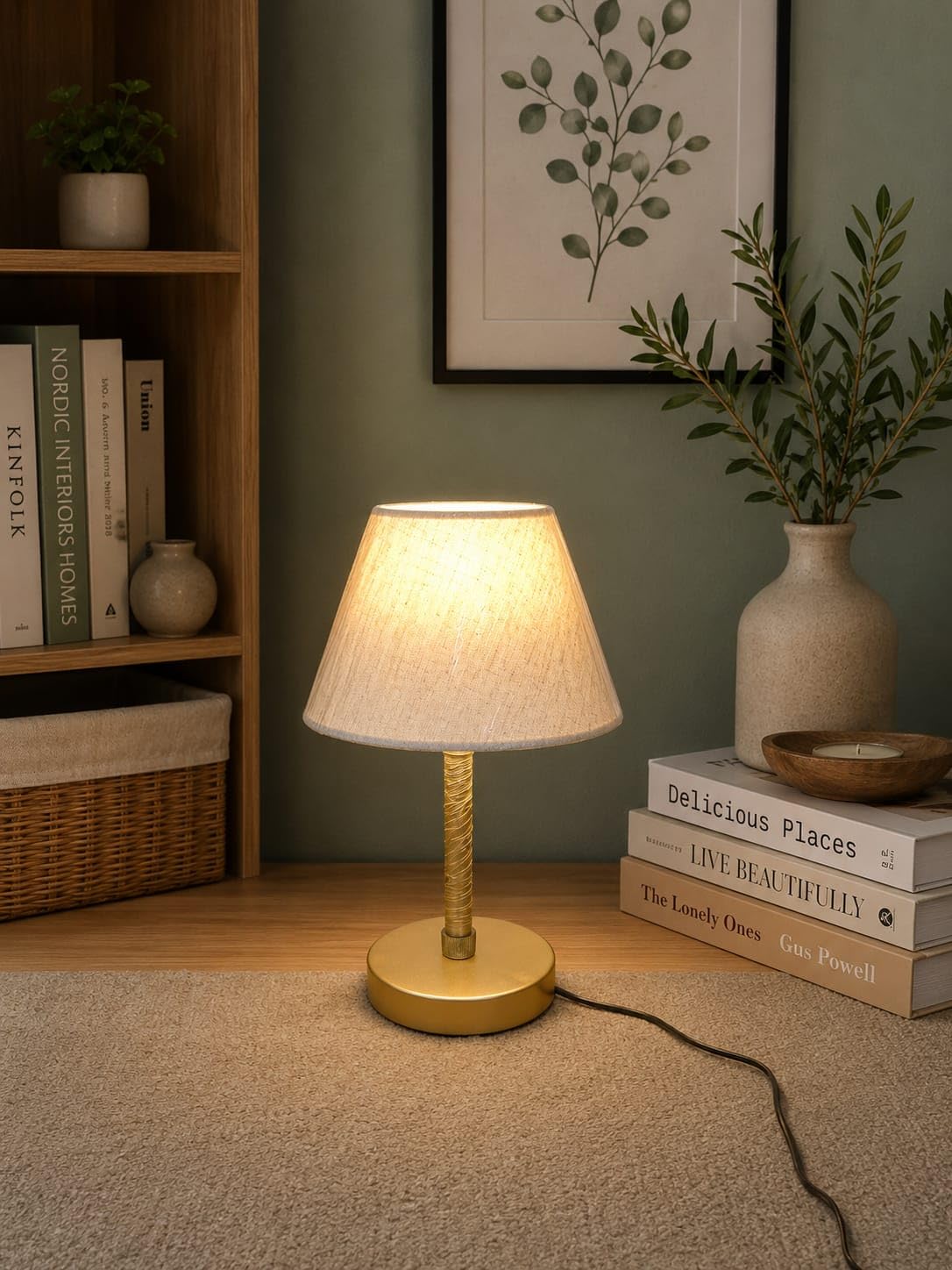 Modern Brass Table Lamp with Fabric Shade – Elegant Bedside Lamp for Living Room, Bedroom, Office & Home Décor – Warm Ambient Lighting Crystal Glow Crafts-image-36