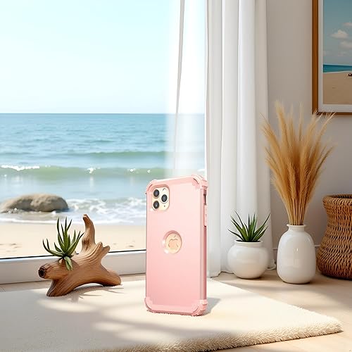 Vista 5 de IDweel Funda para iPhone 11 Pro Max con protector de pantalla de vidrio templado, híbrido 3 en 1, a prueba de golpes, ajuste delgado, protección Oro