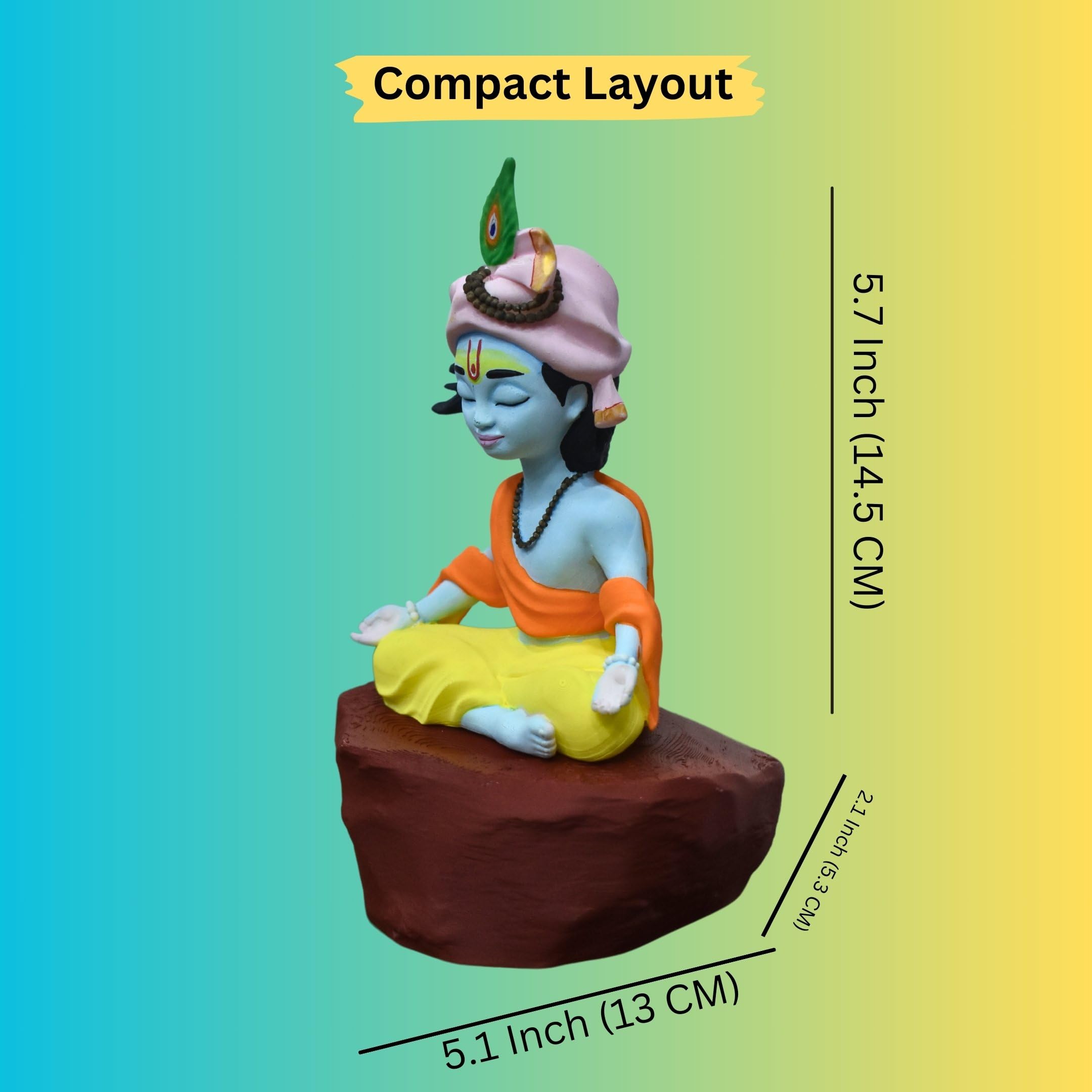 QUANTUM LEGENDS Krishna Idol in Meditation Pose | Krishna in Dhyan Mudra | Perfect for Home Décor, Desk, and Car Dashboard | Spiritual Gift for Meditation Enthusiasts 1