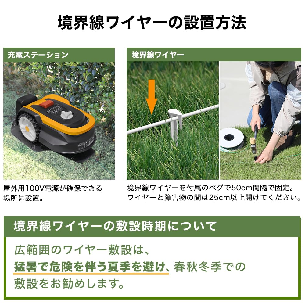 Amazon.co.jp: HAIGE(ハイガー) 全自動ロボット芝刈り機 作業エリア約