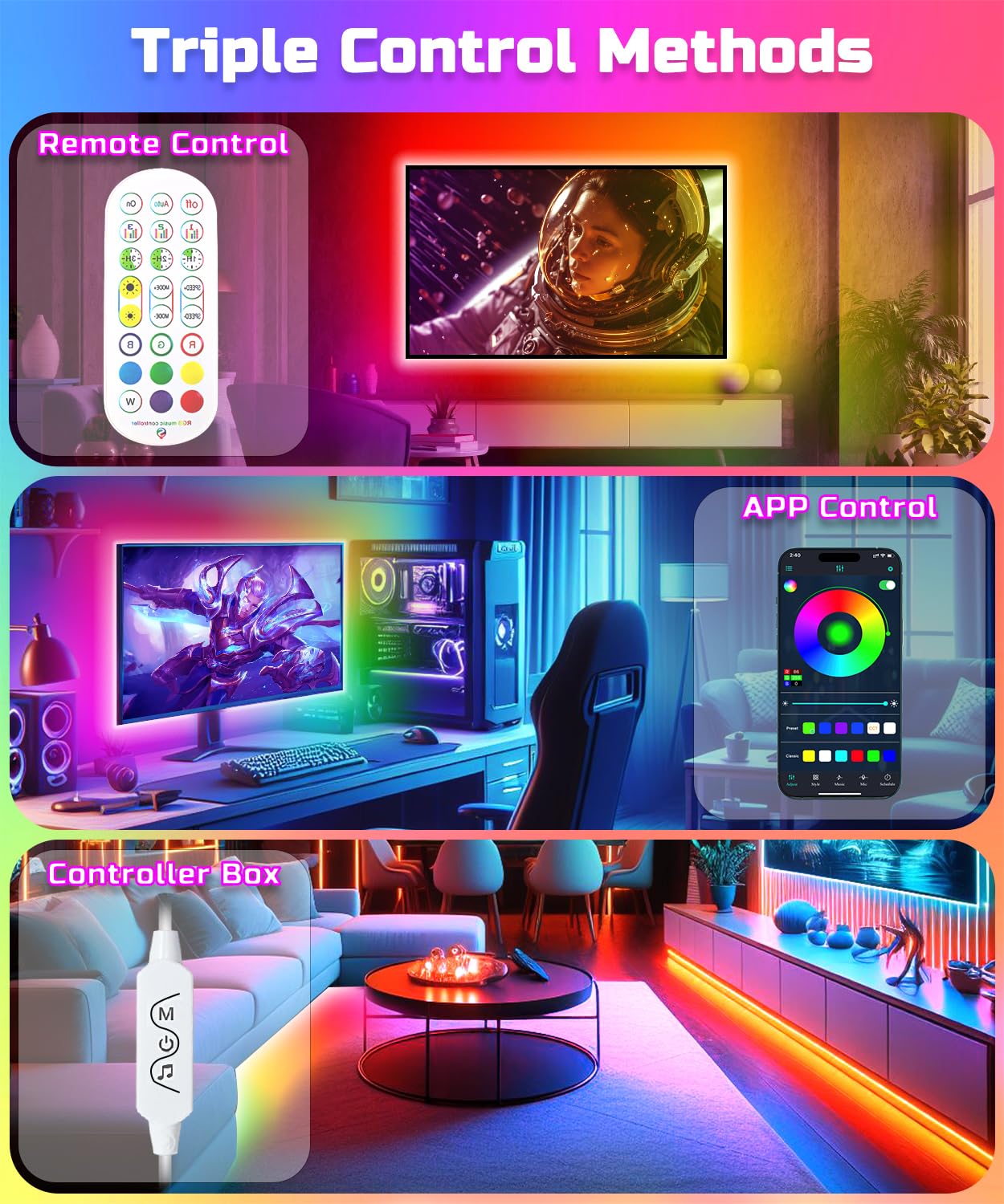 4M LED Strip Lights for 43-55 luch TV RGB Backlight,LED Lights with Remote - Image 3