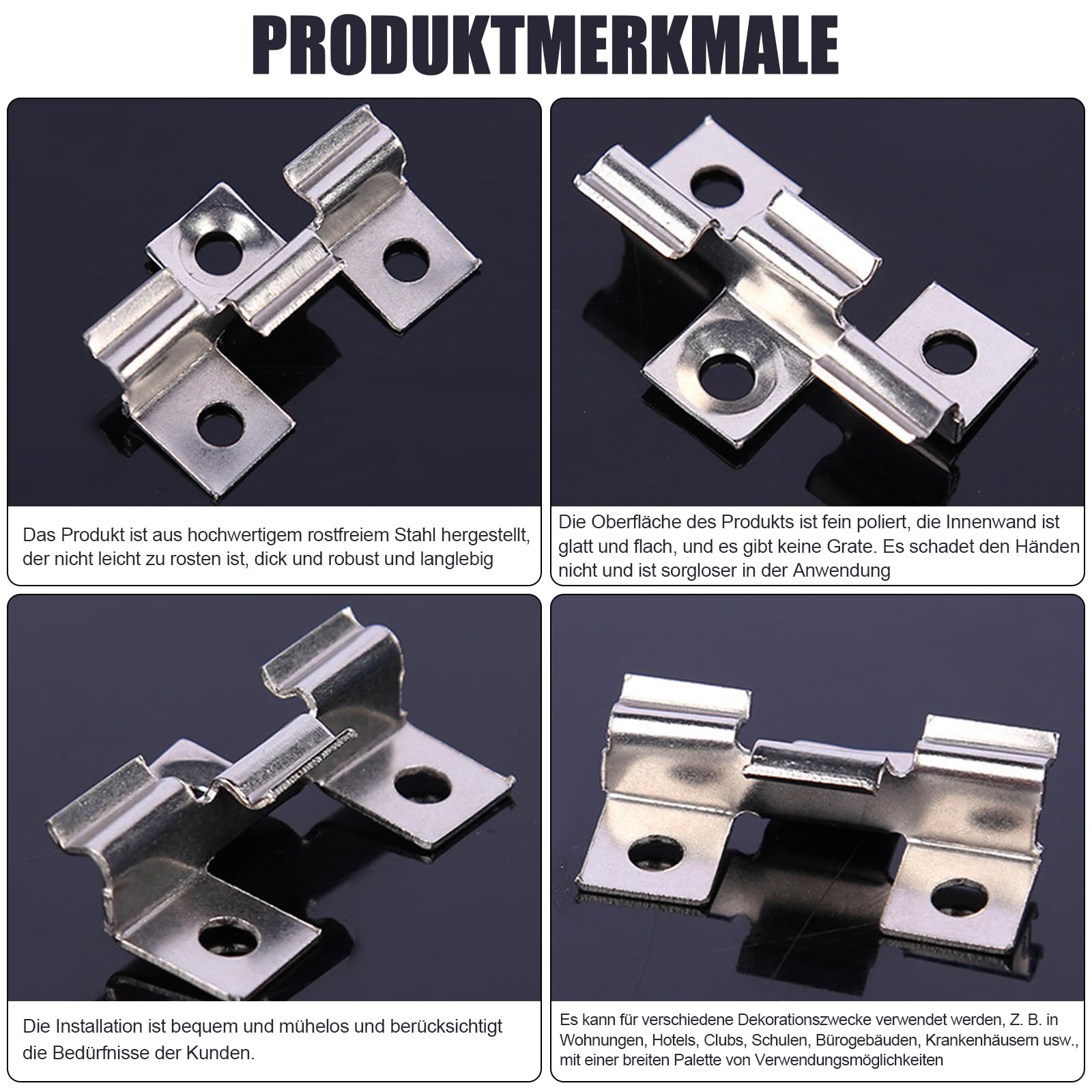 WPC Clip 100pcs Acero Inoxidable Terraza Clips Tornillos Clips de Fijación Clips de Sujeción 12 mm, Plata