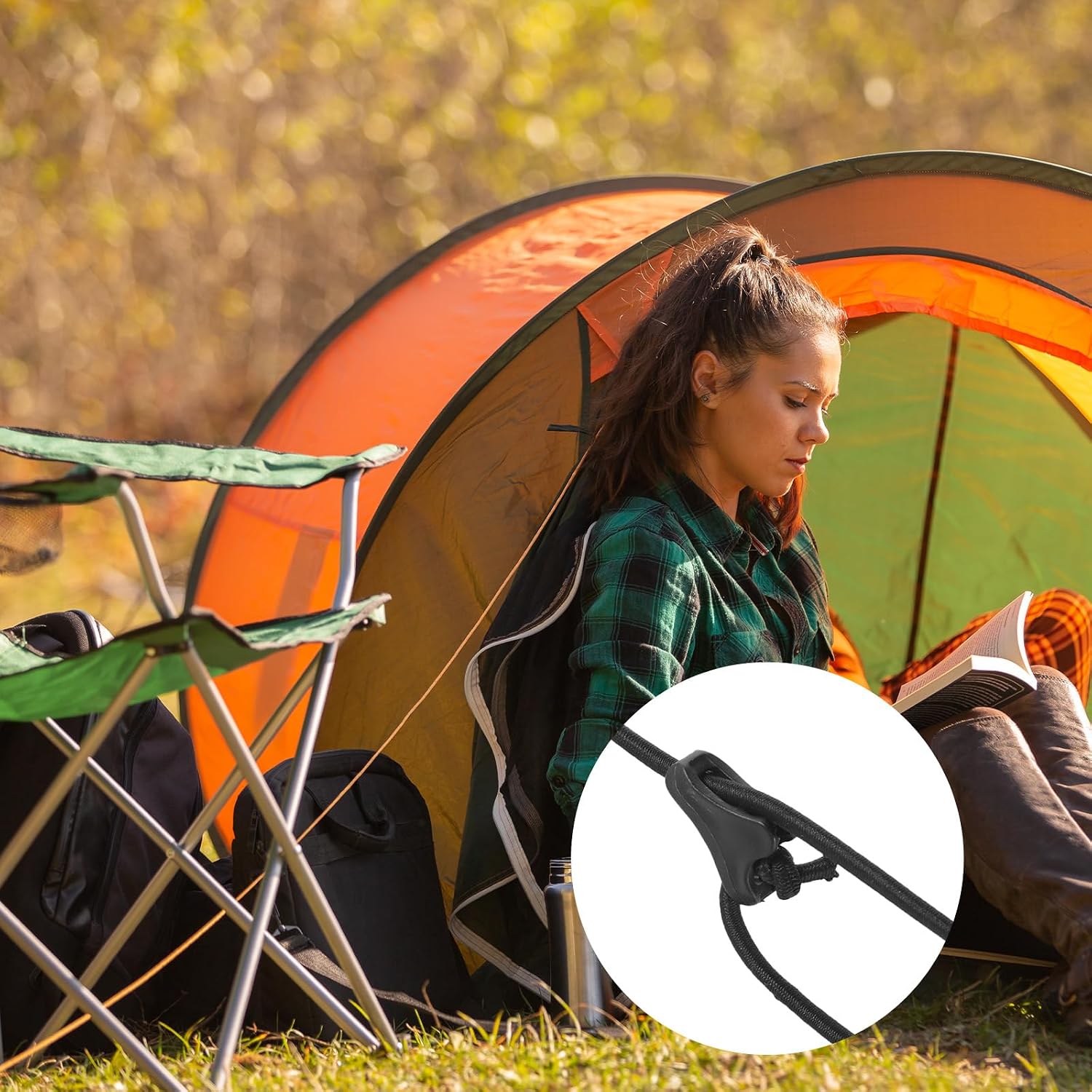 15Pack Plastic Guyline Tensioners, Black Tent Rope Guyline Cord Rope Adjuster Tighteners for Outdoor Camping Hiking Tent Tarp Canopy Shelter, Fit 1-2.5mm Paracord
