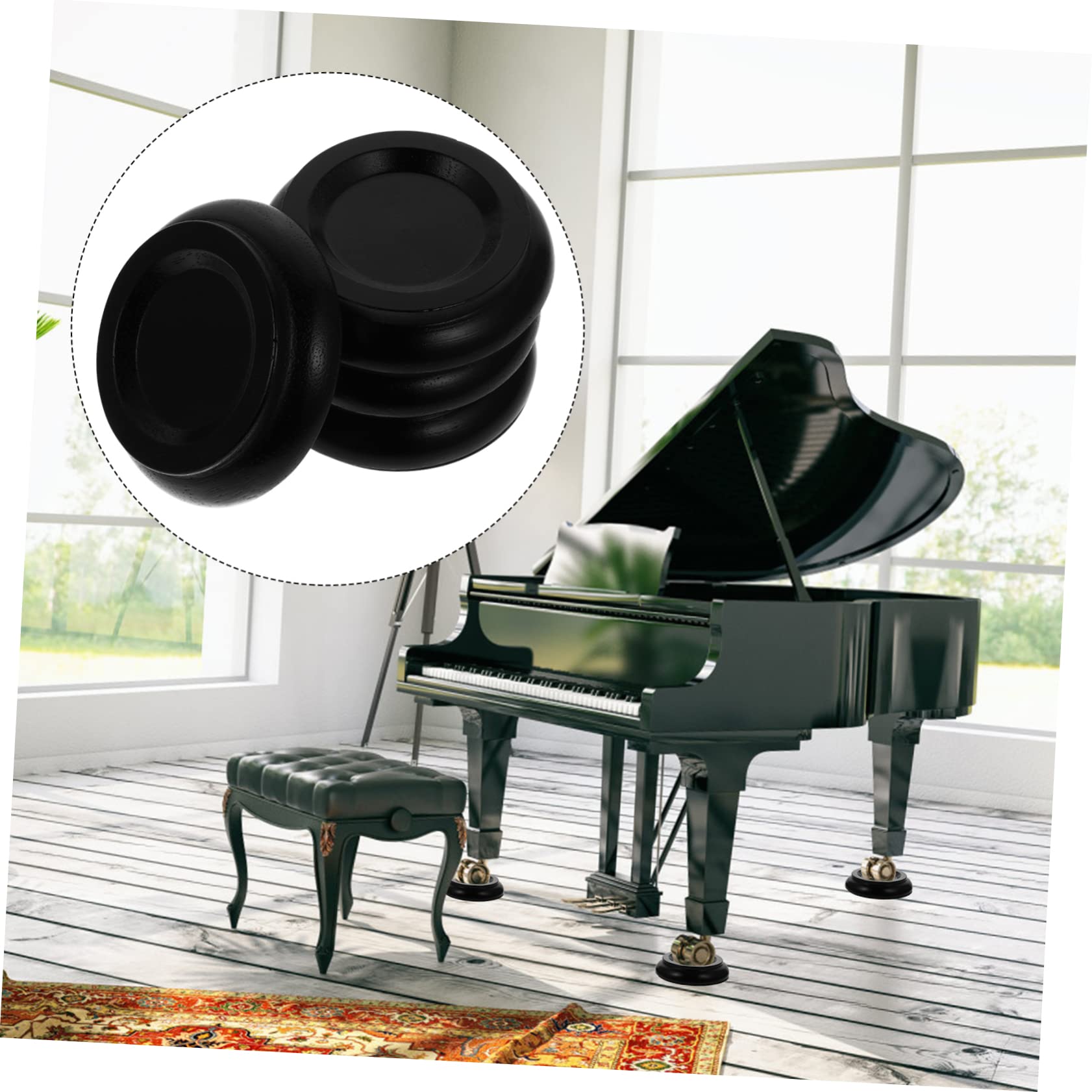 ifundom Grand Piano Accessories 4 Pack Solid Wood Floor Mats Caster Cups for Soundproofing