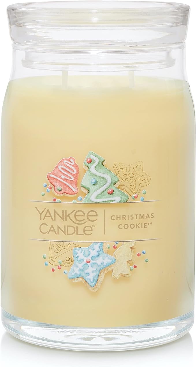 Yankee Candle Christmas Cookie Scented, Signature 20oz Large Jar 2Wick Candle, Over