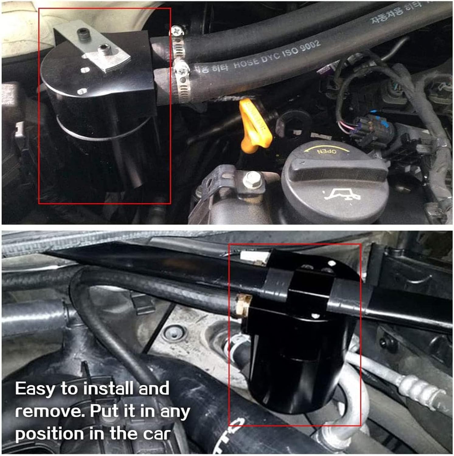 RULLINE High Percompatible withmance Black 0.75 inch 19MM Aluminum Alloy Reservior Oil Catch Can Tank compatible with BMW N54 335i 135i E90 E92 E82 2006 2007 2008 2009 2010, black