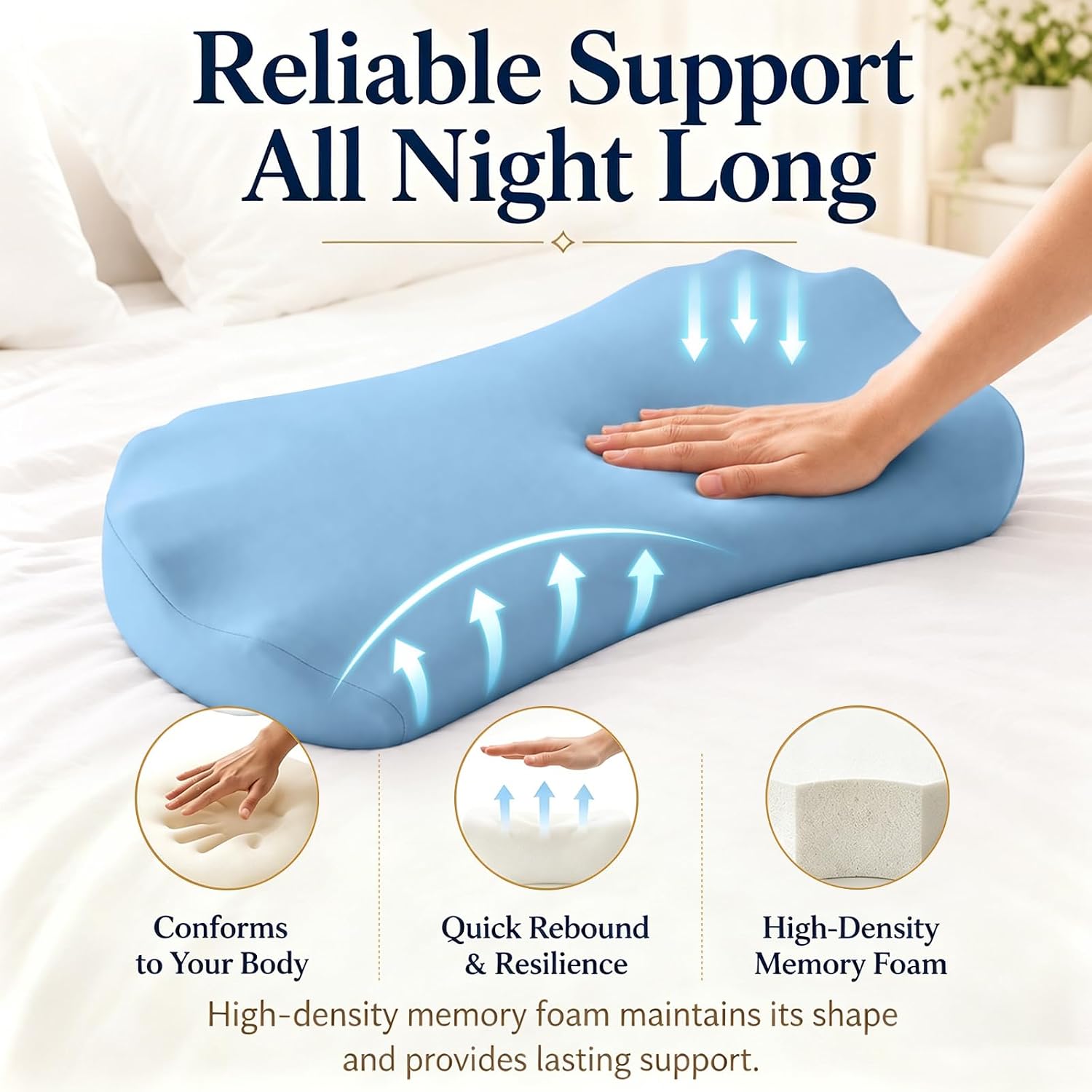 Fledano Lumbar Support Pillow for Bed – Memory Foam Lower Back Pain Relief Pillow for Sleeping, Ergonomic Lumbar Pillow for Side & Back Sleepers, Sciatica & Hip Pain Relief, Washable Cooling Cover